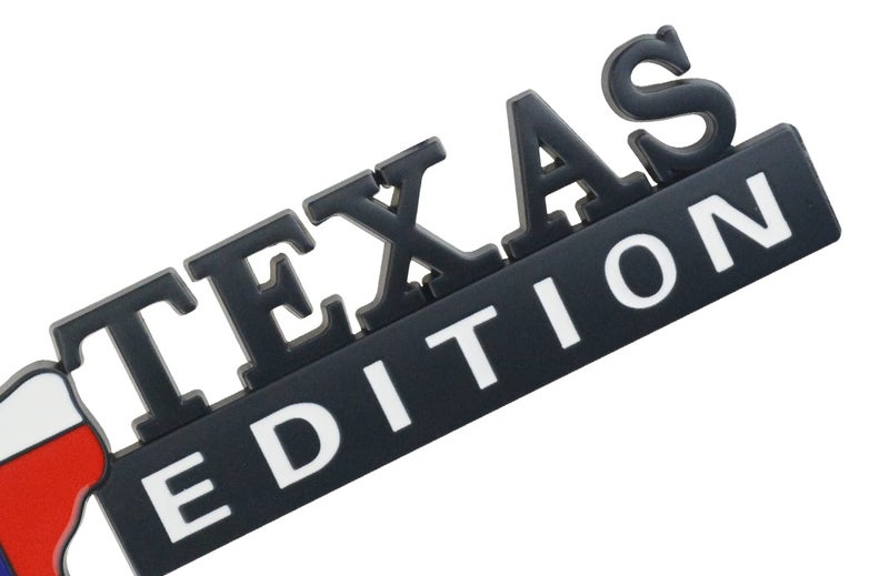 EmbRoom 1x Metal Chrome Texas Edition Star Sate Flag Emblem Fender Side Door Sticker (Black White) - Image 2